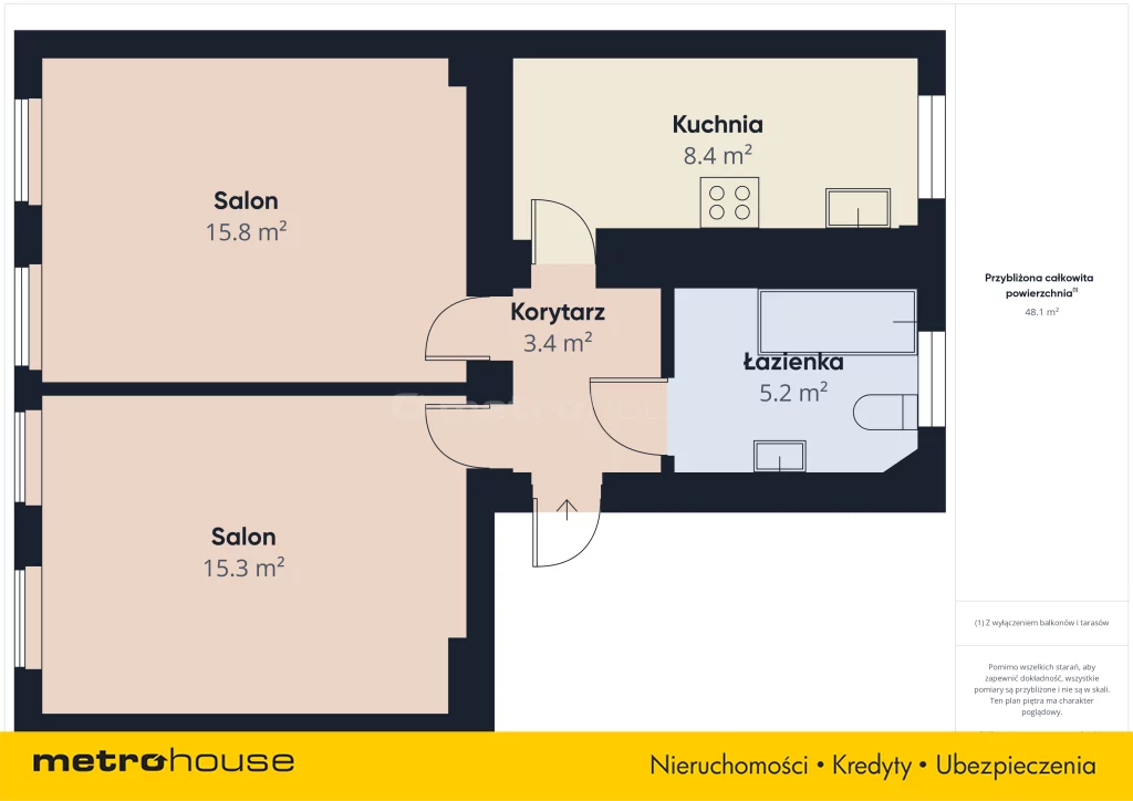 2 pokoje, mieszkanie 48,00 m², piętro 1, oferta nr , SMTOHE990, Zgorzelec, Daszyńskiego