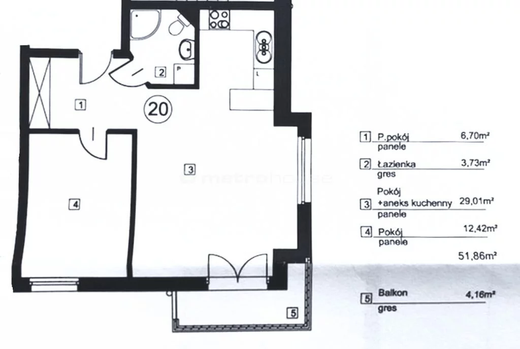 2 pokoje, mieszkanie 51,00 m², piętro 3, oferta nr , SMKAZA594, Grodzisk Mazowiecki