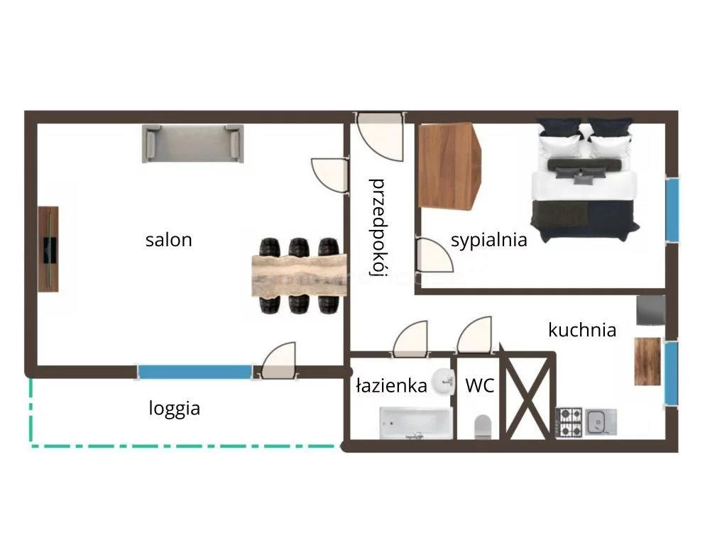 2 pokoje, mieszkanie 48,30 m², piętro 4, oferta nr , SMHUVO399, Jelcz-Laskowice, Hirszfelda