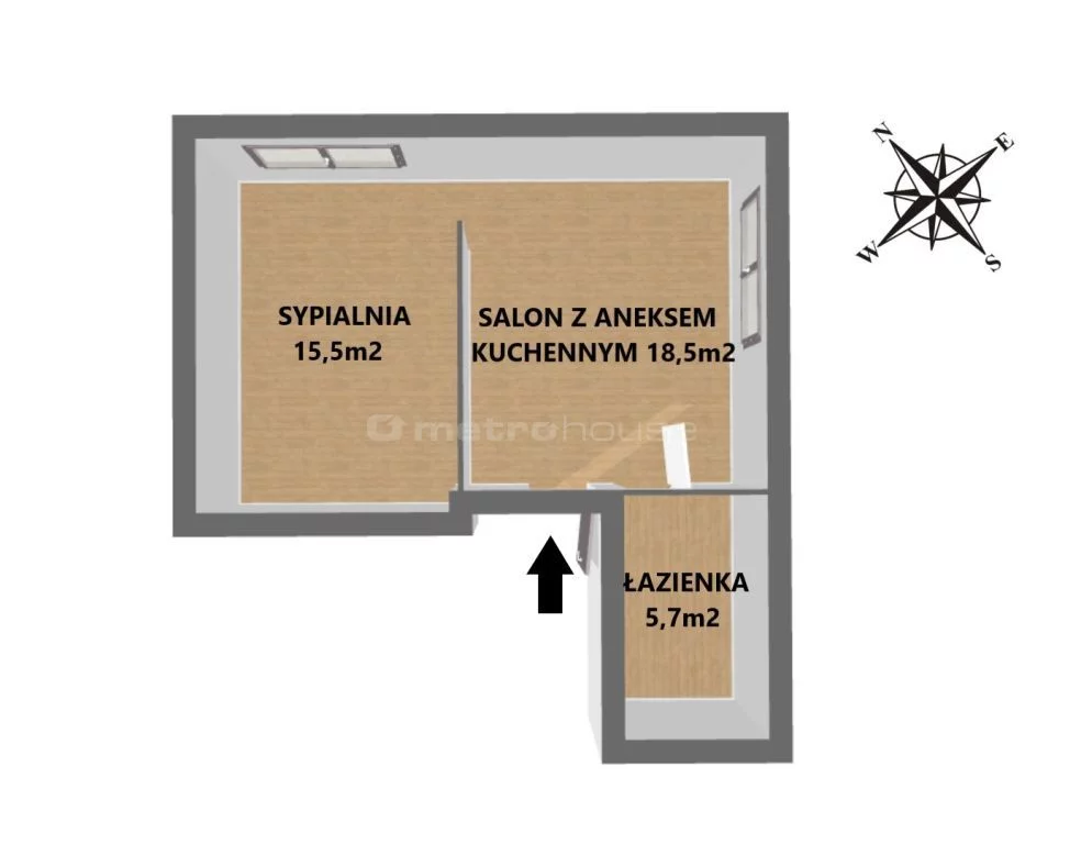 2 pokoje, mieszkanie 39,40 m², piętro 1, oferta nr , MATA664, Kraśnik, Jagiellońska