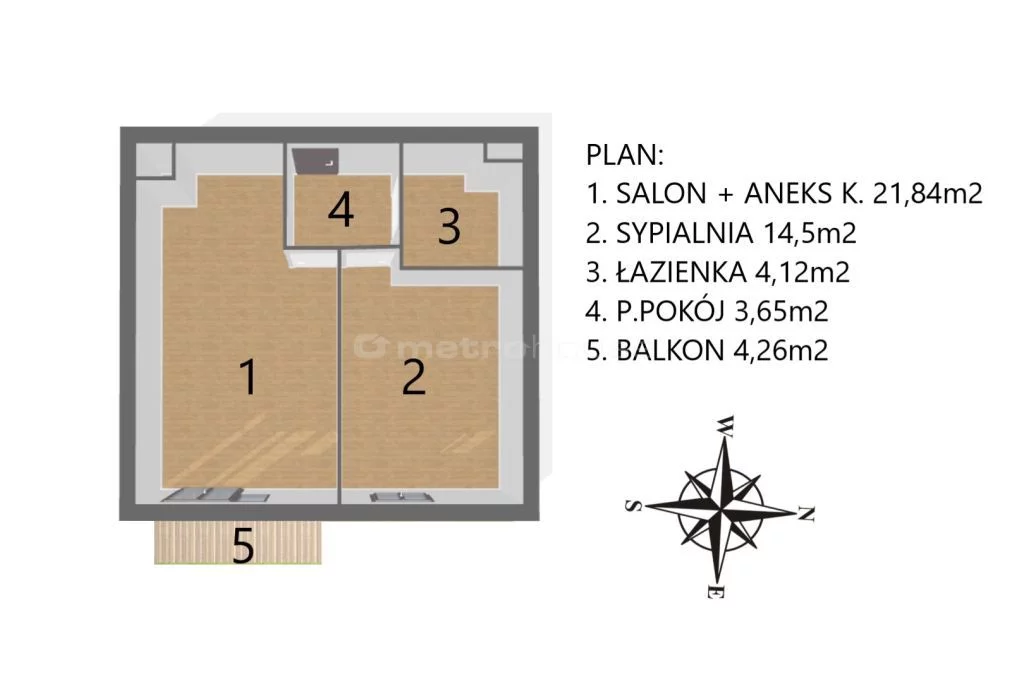 Mieszkanie na sprzedaż, 44,11 m², 2 pokoje, parter, oferta nr SMPENY365