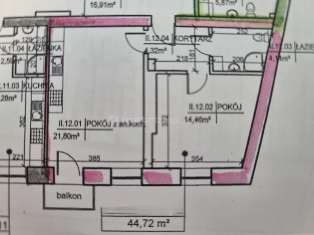2 pokoje, mieszkanie 44,72 m², piętro 2, oferta nr , SMDEFE621, Siedlce, Kochanowskiego