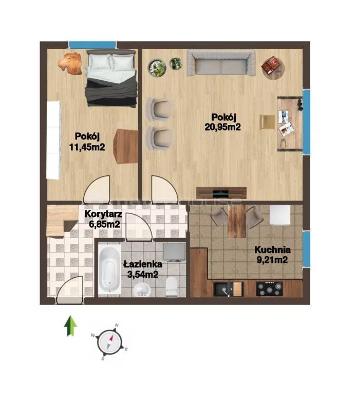 2 pokoje, mieszkanie 51,80 m², piętro 4, oferta nr , SMHEPO450, Zielona Góra, Konstruktorów