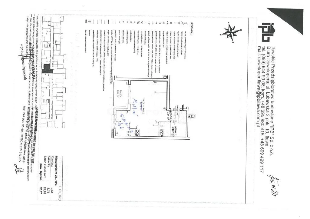 2 pokoje, mieszkanie 32,07 m², piętro 3, oferta nr , SMLENA913, Iława, Kościuszki