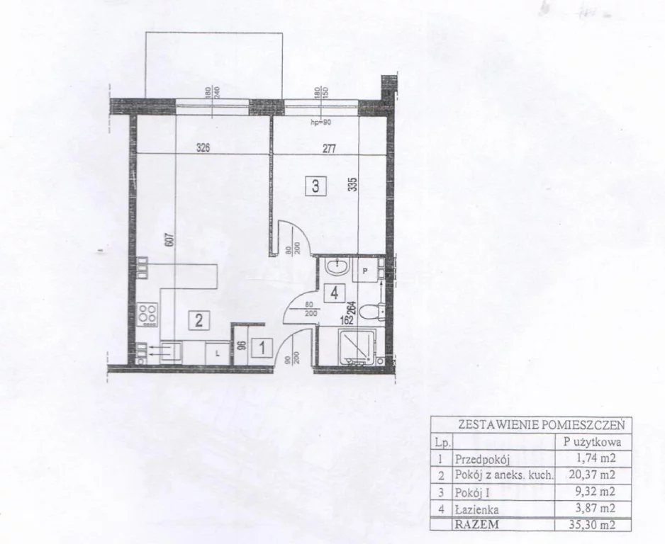 2 pokoje, mieszkanie 35,30 m², piętro 1, oferta nr , SMZICE835, Stargard, Łukasiewicza