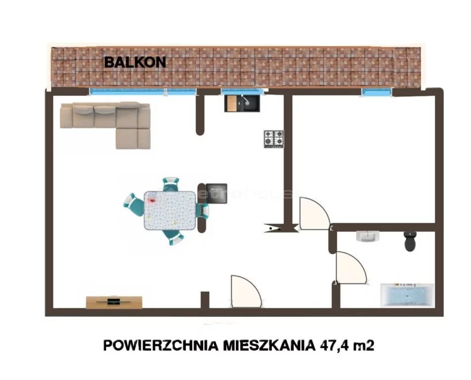 2 pokoje, mieszkanie 47,40 m², piętro 1, oferta nr , SMTOLY349, Marki