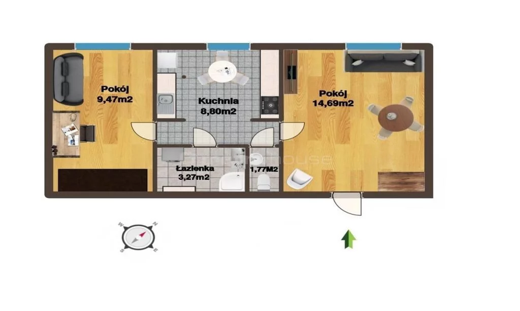 2 pokoje, mieszkanie 38,00 m², piętro 2, oferta nr , SMJITE215, Zielona Góra, Niepodległości