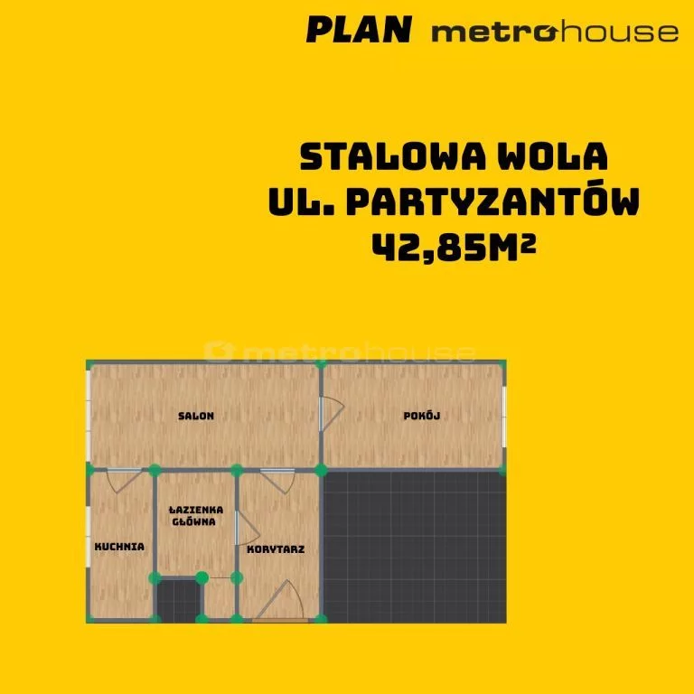2 pokoje, mieszkanie 42,85 m², piętro 1, oferta nr , SMCULU762, Stalowa Wola, Partyzantów