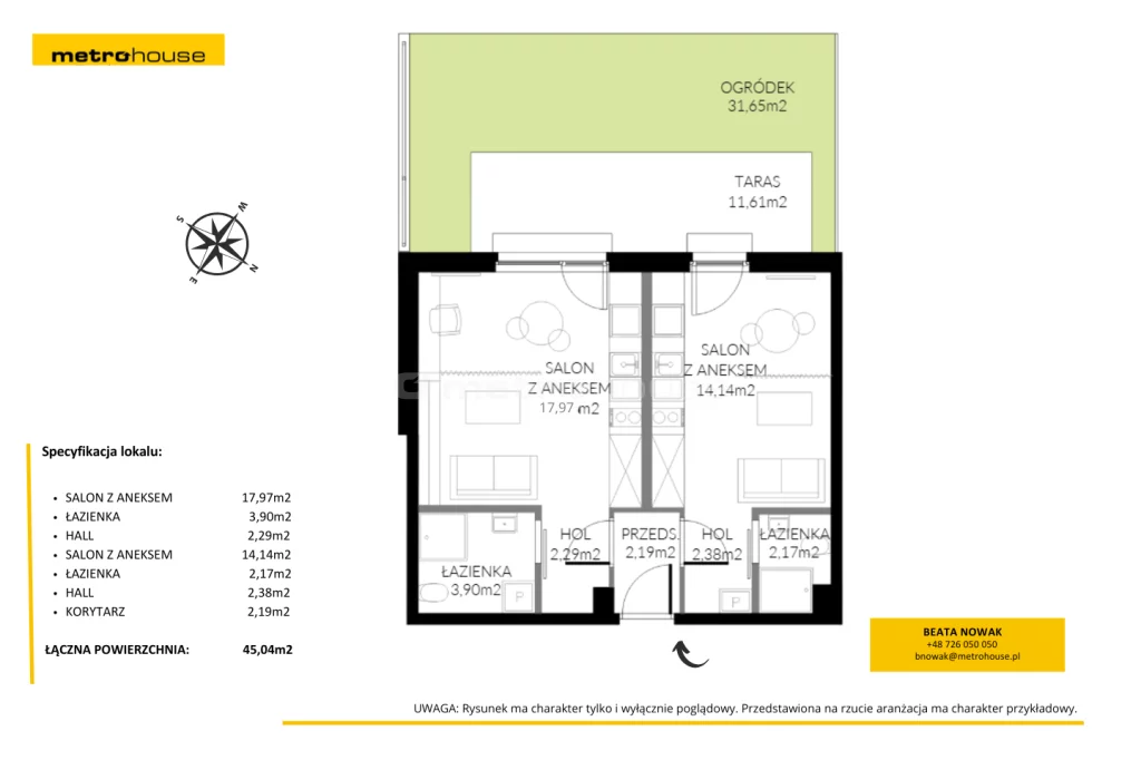 2 pokoje, mieszkanie 45,04 m², parter, oferta nr , SMKESU942, Gdańsk, Oliwa, Piastowska