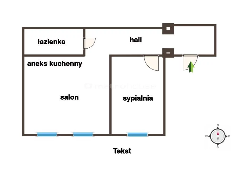 2 pokoje, mieszkanie 41,60 m², piętro 1, oferta nr , SMVABI666, Pabianice, Pułaskiego