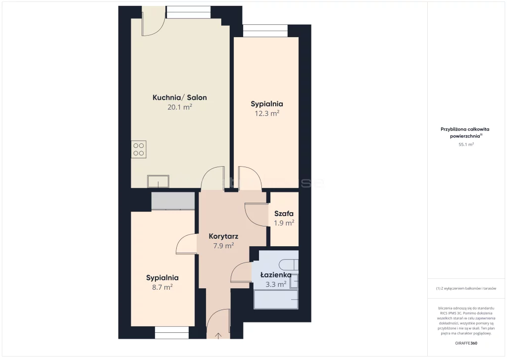 2 pokoje, mieszkanie 54,50 m², piętro 3, oferta nr , SMZOMI357, Zawiercie, Sienkiewicza