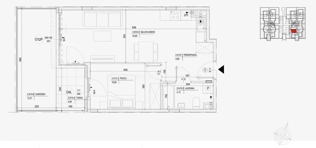 2 pokoje, mieszkanie 43,29 m², parter, oferta nr , MAXI078, Skarżysko-Kamienna