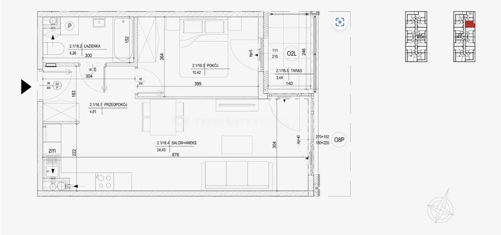 2 pokoje, mieszkanie 43,55 m², piętro 1, oferta nr , SMKEGU893, Skarżysko-Kamienna