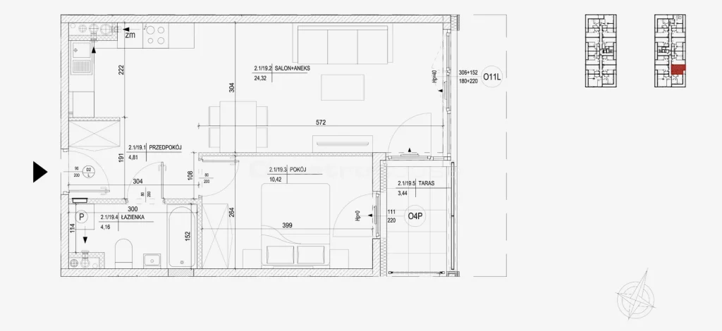 2 pokoje, mieszkanie 43,52 m², piętro 1, oferta nr , SMNIBY495, Skarżysko-Kamienna