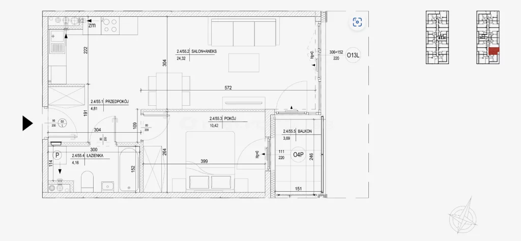 2 pokoje, mieszkanie 43,30 m², piętro 4, oferta nr , SMDABO532, Skarżysko-Kamienna