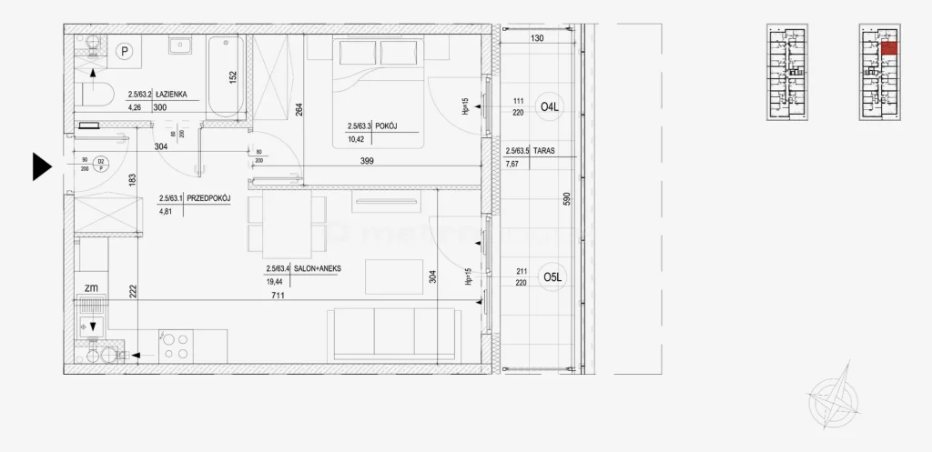 2 pokoje, mieszkanie 38,65 m², piętro 5, oferta nr , SMPOZU477, Skarżysko-Kamienna