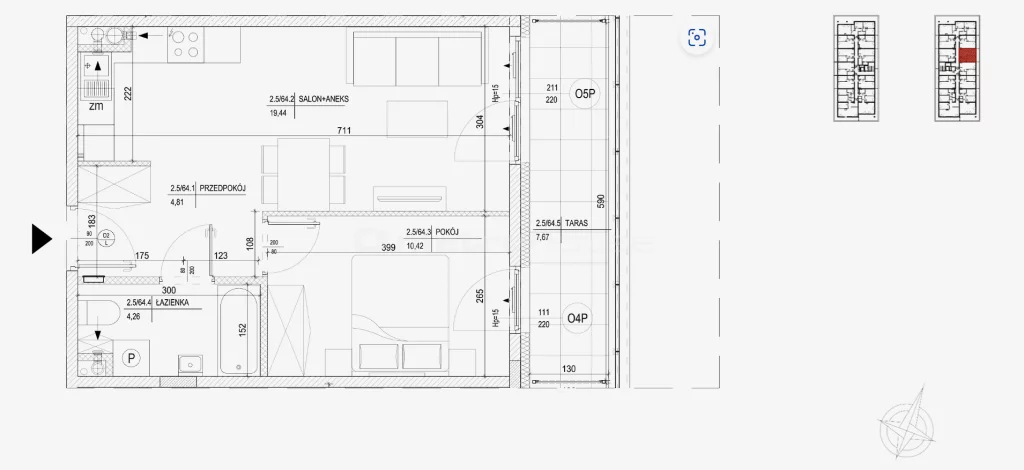 2 pokoje, mieszkanie 38,52 m², piętro 5, oferta nr , SMFOMY883, Skarżysko-Kamienna