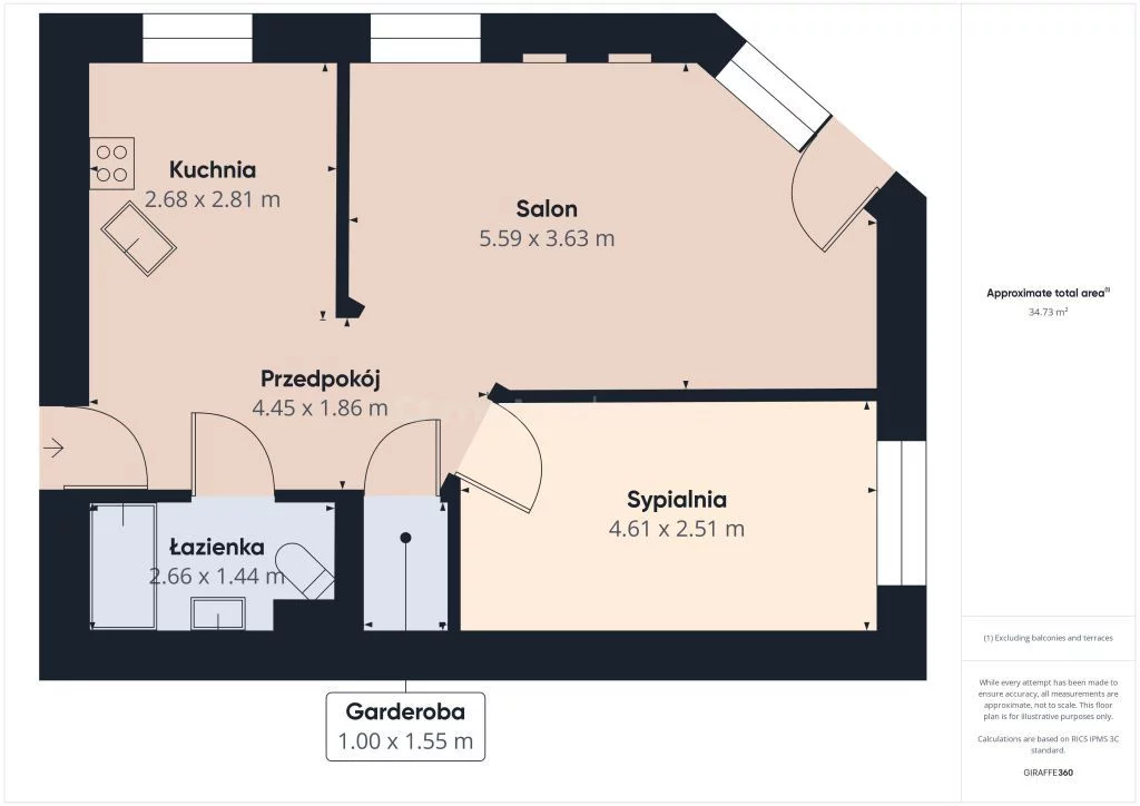 Mieszkanie dwupokojowe 49,14 m², Warszawa, Wilanów, Syta, Sprzedaż