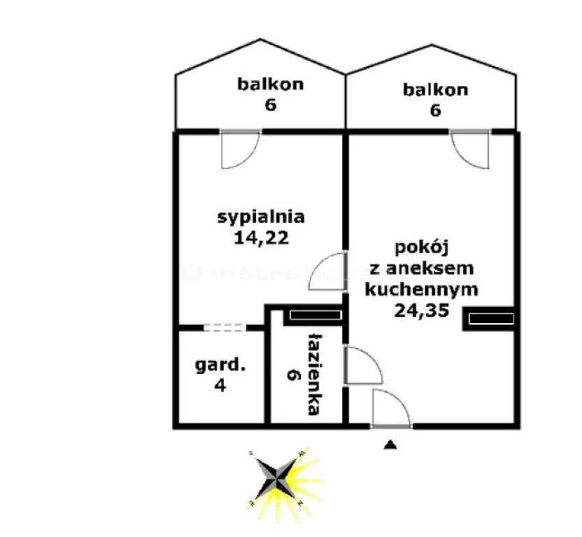 2 pokoje, mieszkanie 46,79 m², piętro 6, oferta nr , ZOKY377, Kołobrzeg, Szpitalna
