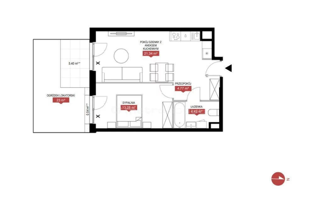 Mieszkanie dwupokojowe 43,81 m², Warszawa, Mokotów, Sprzedaż