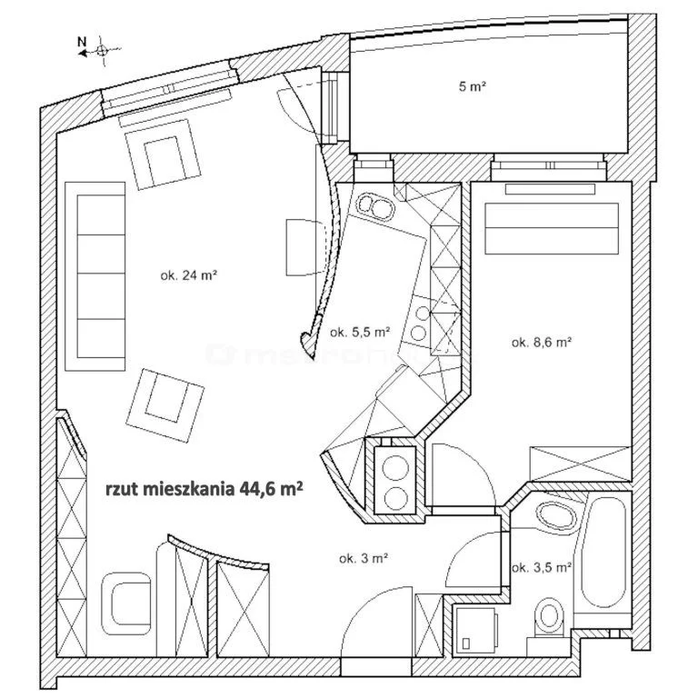 2 pokoje, apartament 44,60 m², piętro 17, oferta nr , SMPAZO136, Warszawa, Praga Południe, Praga Południe