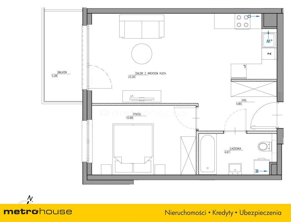 2 pokoje, mieszkanie 43,77 m², piętro 2, oferta nr , PR028234/LK/43295, Warszawa, Wilanów, Wilanów