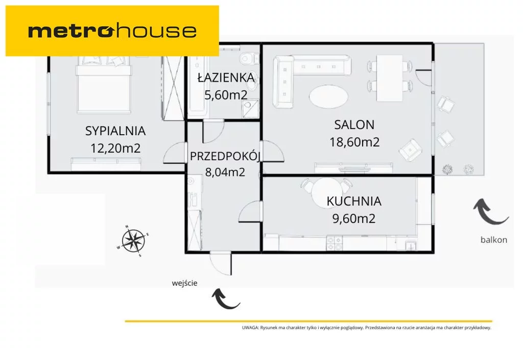 Mieszkanie dwupokojowe 54,04 m², Borkowo, Współczesna, Sprzedaż