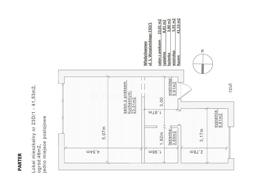 2 pokoje, mieszkanie 41,53 m², parter, oferta nr , SMPIVI600, Władysławowo, Wyspiańskiego