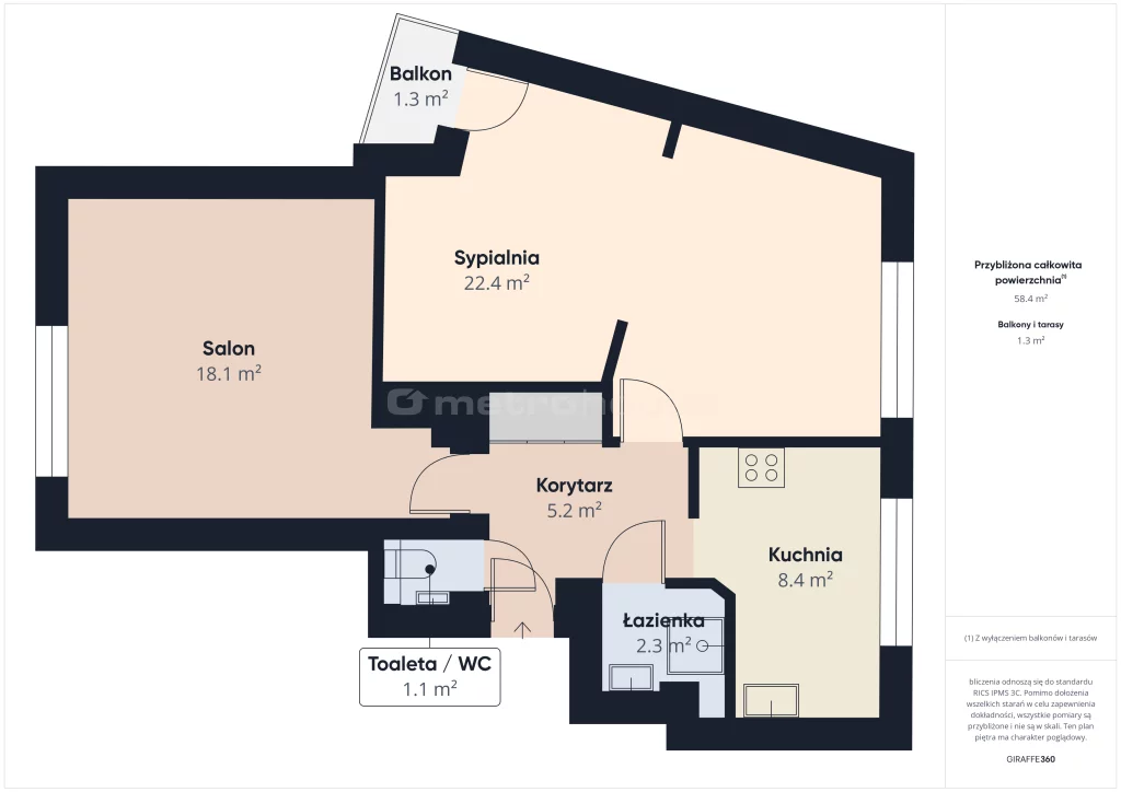 2 pokoje, mieszkanie 56,46 m², piętro 2, oferta nr , WMMAJY285, Warszawa, Śródmieście, Śródmieście, Nowolipie
