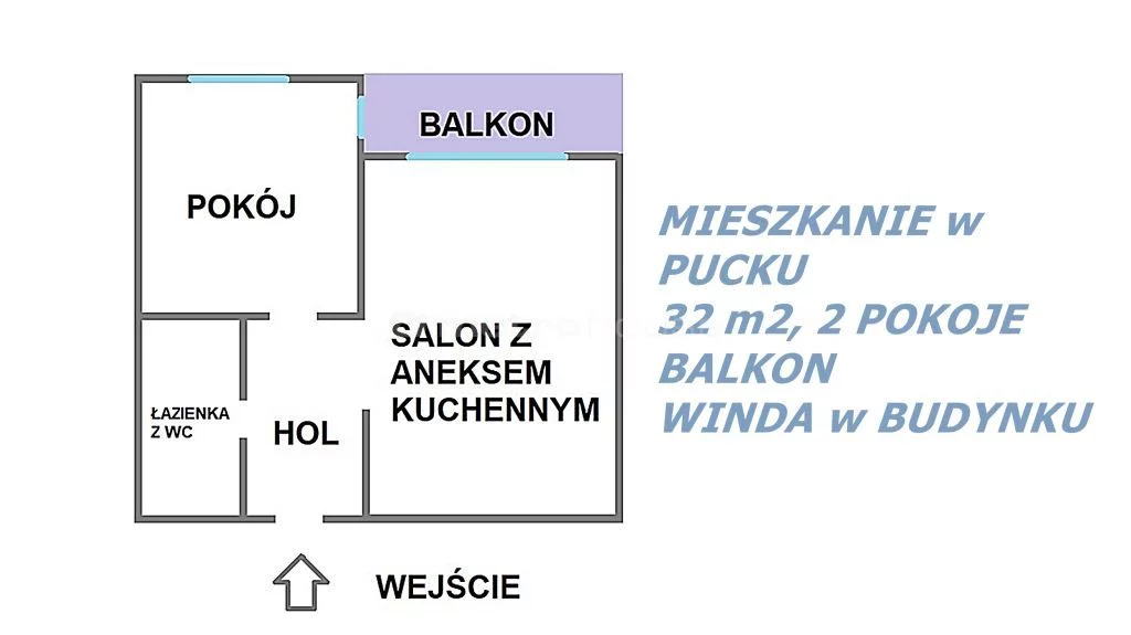 2 pokoje, mieszkanie 32,00 m², piętro 2, oferta nr , WMPILO616, Puck, Plac obrońców wybrzeża