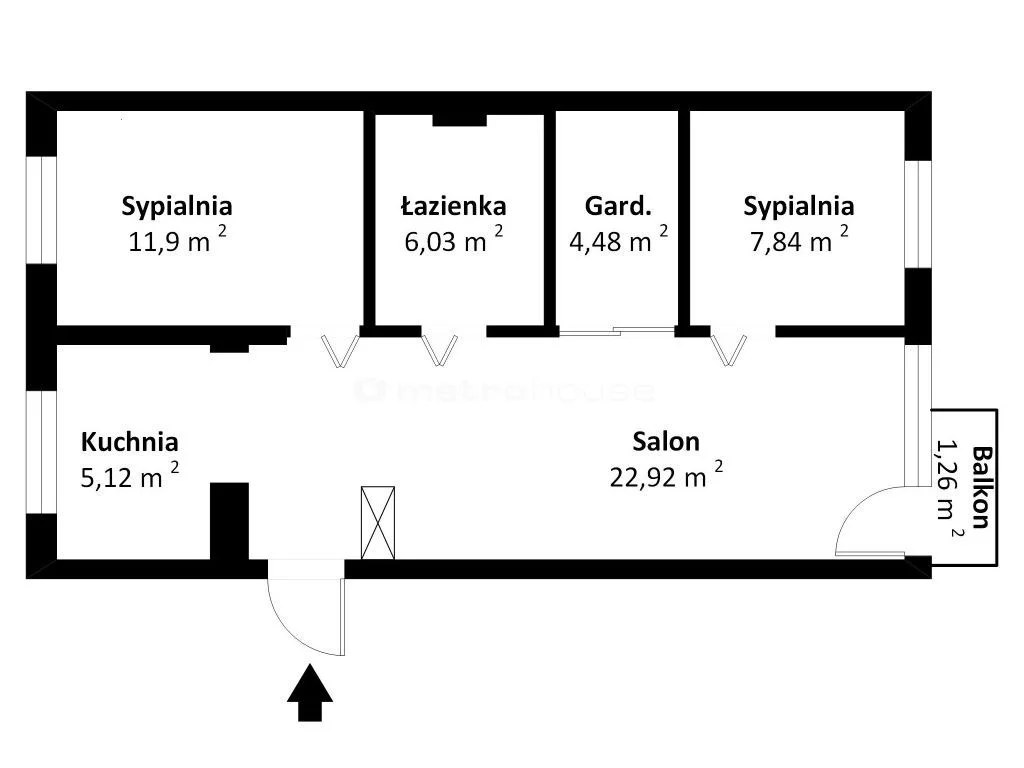 3 pokoje, mieszkanie 56,60 m², piętro 1, oferta nr , SMPOHA942, Tczew, Czyżykowska