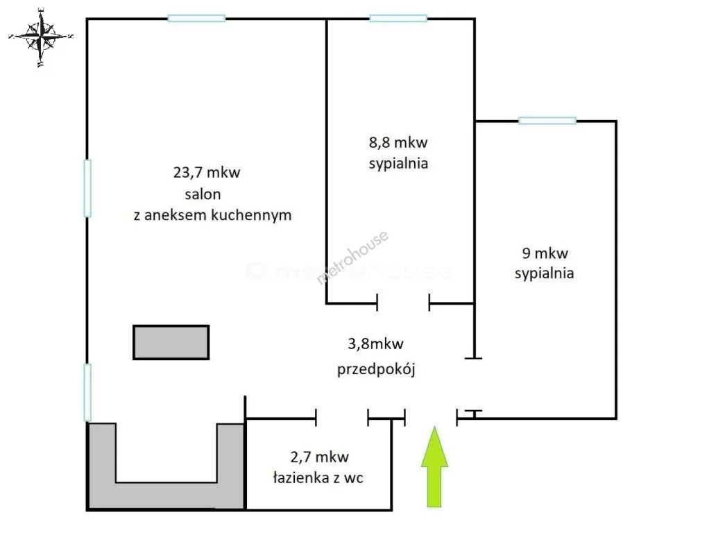 3 pokoje, mieszkanie 48,00 m², piętro 1, oferta nr , SMGUNI683, Siedlce, Formińskiego