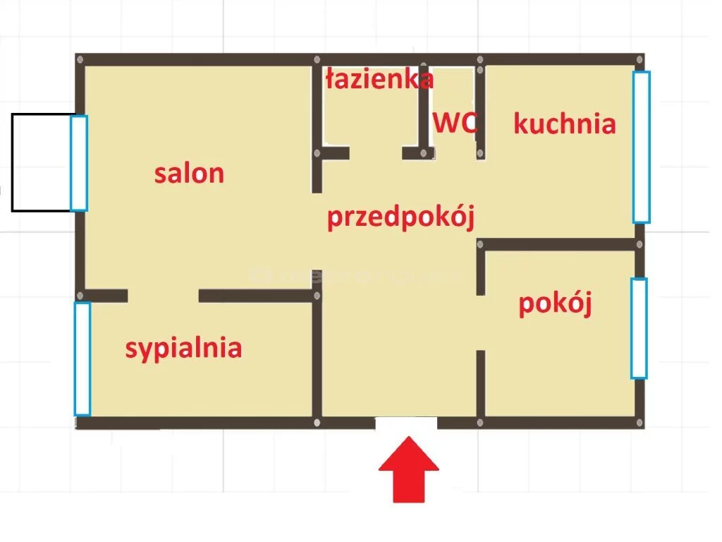 3 pokoje, mieszkanie 47,87 m², parter, oferta nr , SMLUHO223, Siedlce, Generała Orlicz-Dreszera