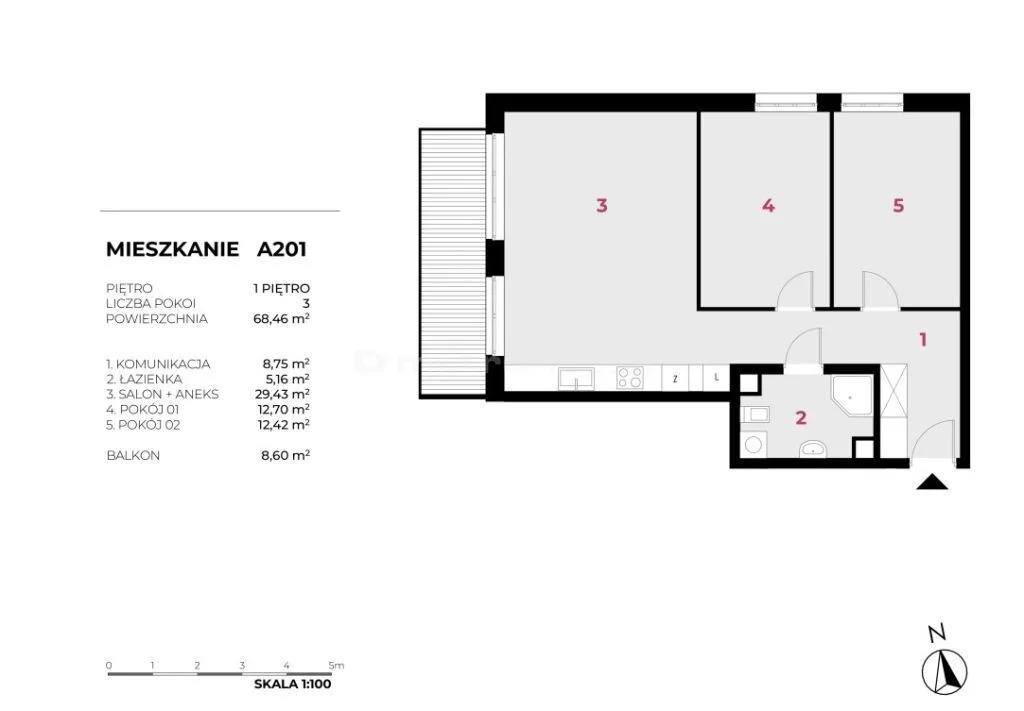 Mieszkanie trzypokojowe 68,46 m², Warszawa, Wesoła, Gościniec, Sprzedaż