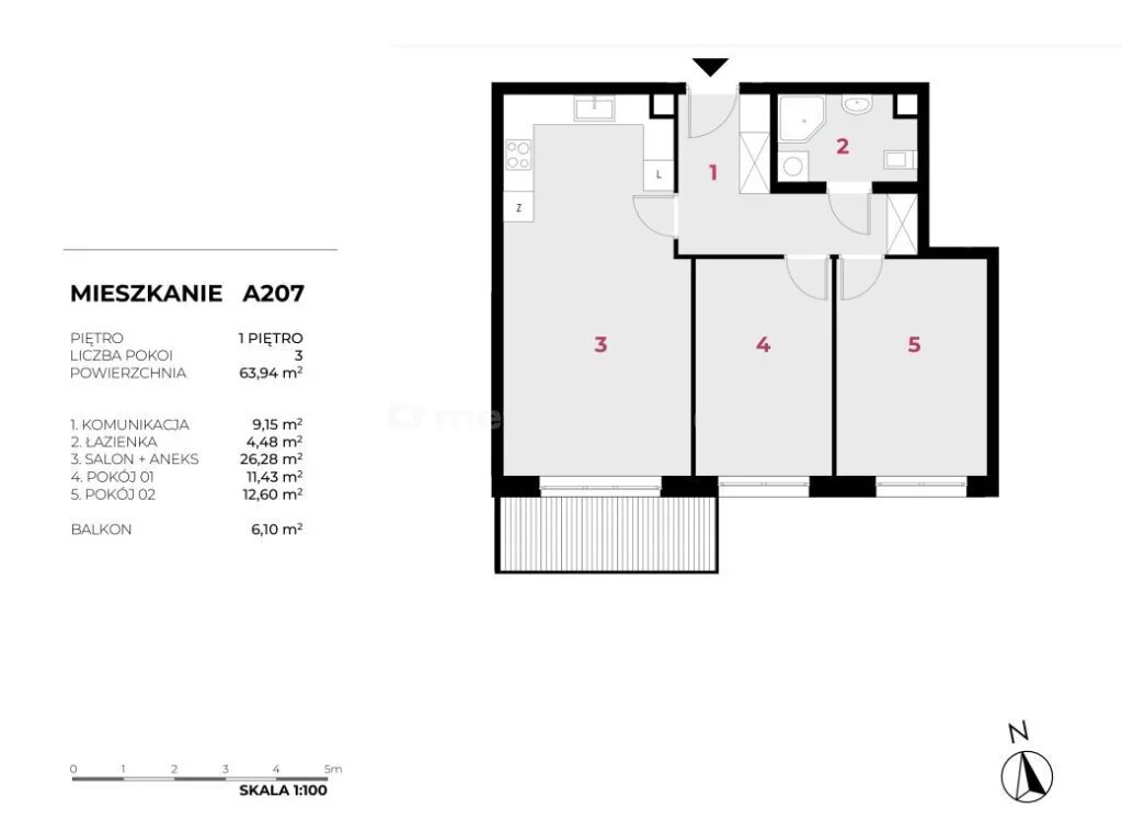 Mieszkanie trzypokojowe 63,94 m², Warszawa, Wesoła, Gościniec, Sprzedaż