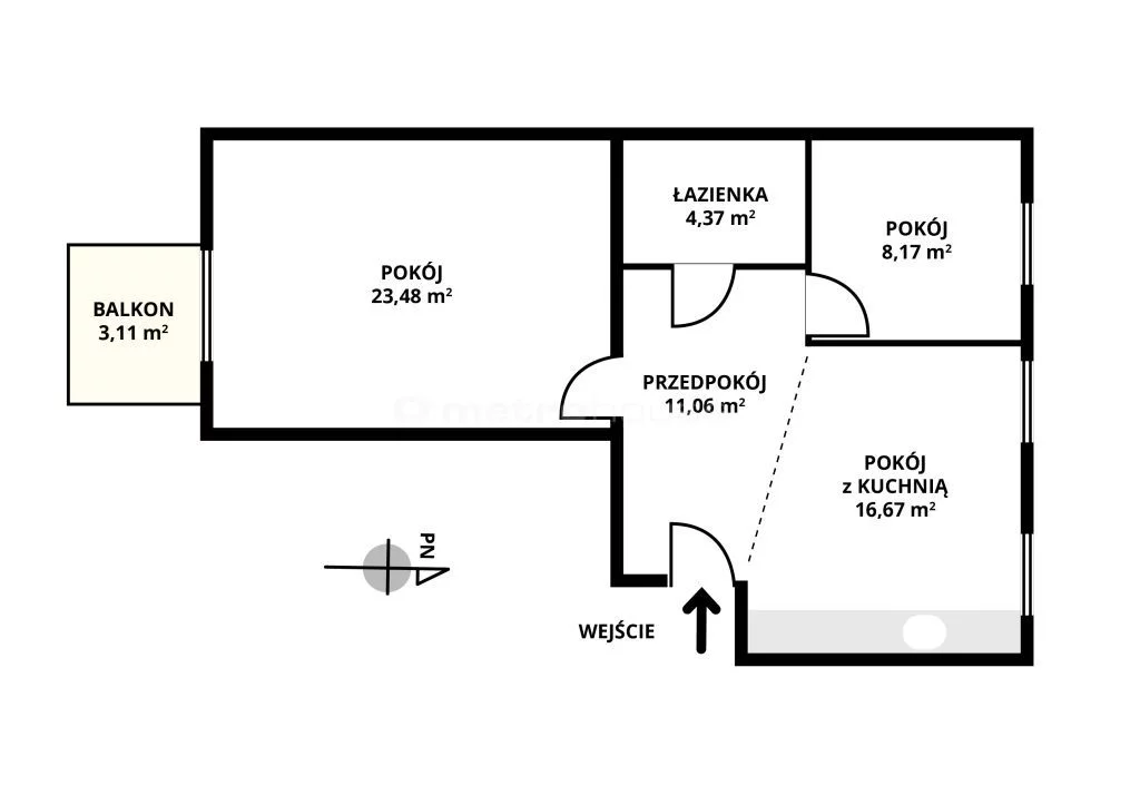 3 pokoje, mieszkanie 63,75 m², piętro 3, oferta nr , SMGIFA698, Wieliszew, Kościelna