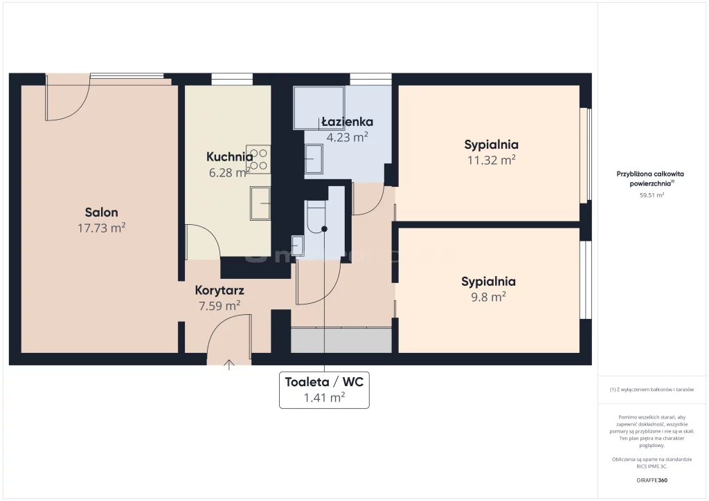 3 pokoje, mieszkanie 61,00 m², piętro 6, oferta nr , SMBABY402, Warszawa, Targówek, Targówek, Krasiczyńska
