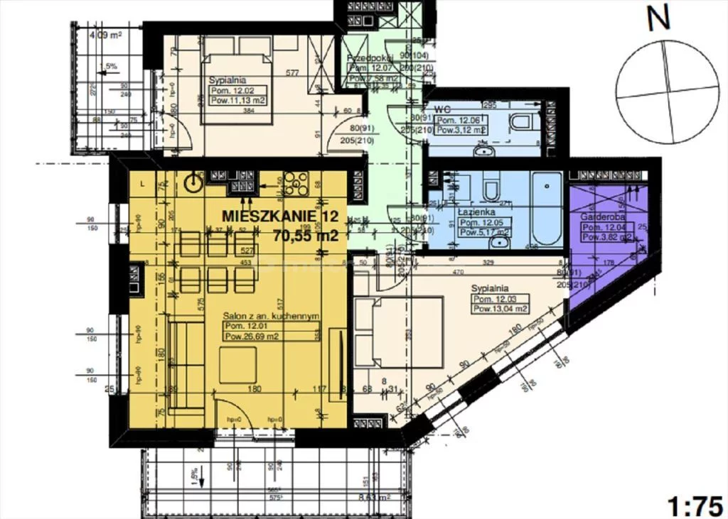 3 pokoje, mieszkanie 70,55 m², piętro 4, oferta nr , LUGI111, Łódź, Bałuty, Bałuty, Łagiewnicka