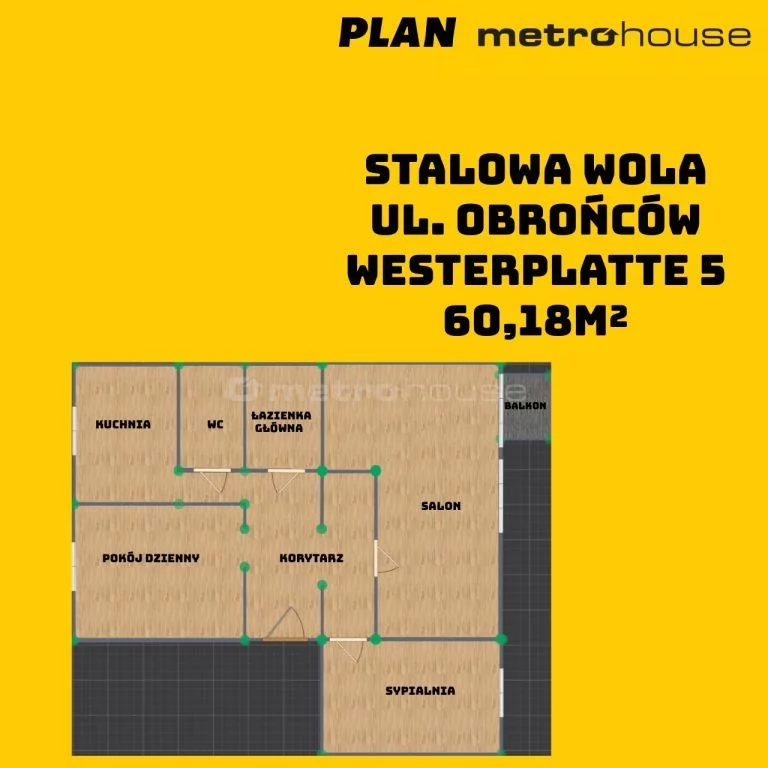 3 pokoje, mieszkanie 60,18 m², piętro 4, oferta nr , SMTULU546, Stalowa Wola, Obrońców Westerplatte