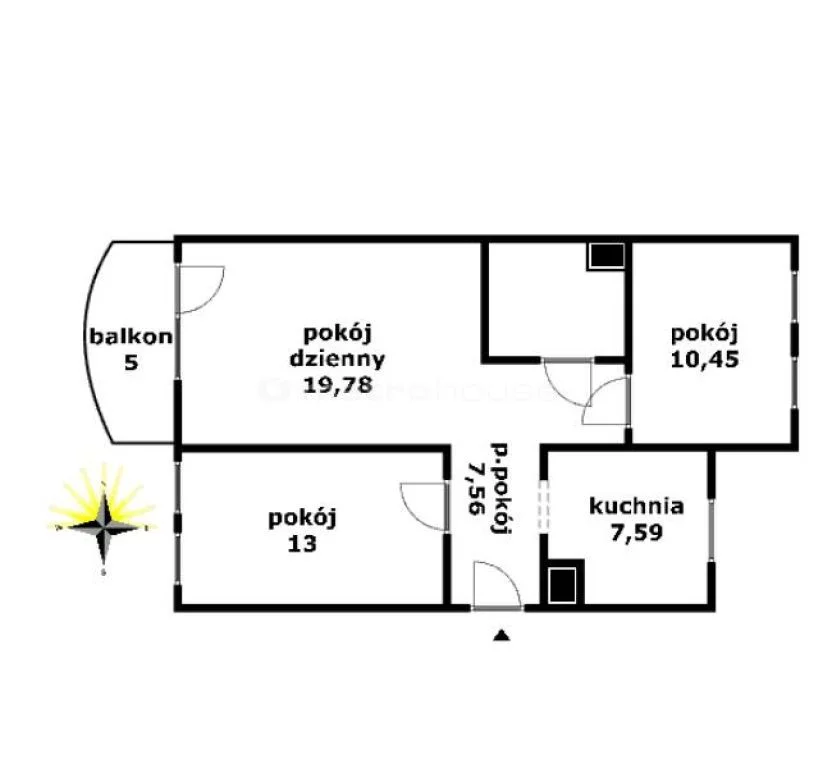 3 pokoje, mieszkanie 63,30 m², piętro 3, oferta nr , CYDA442, Iława, Odnowiciela