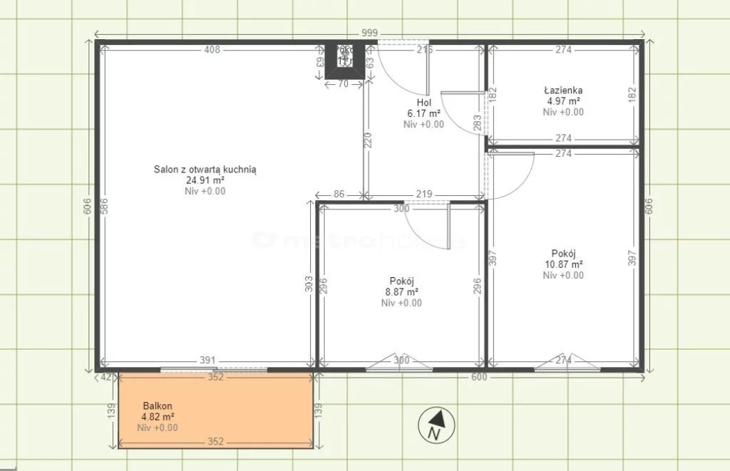 3 pokoje, mieszkanie 55,79 m², piętro 2, oferta nr , FULA141, Włocławek, Okrężna