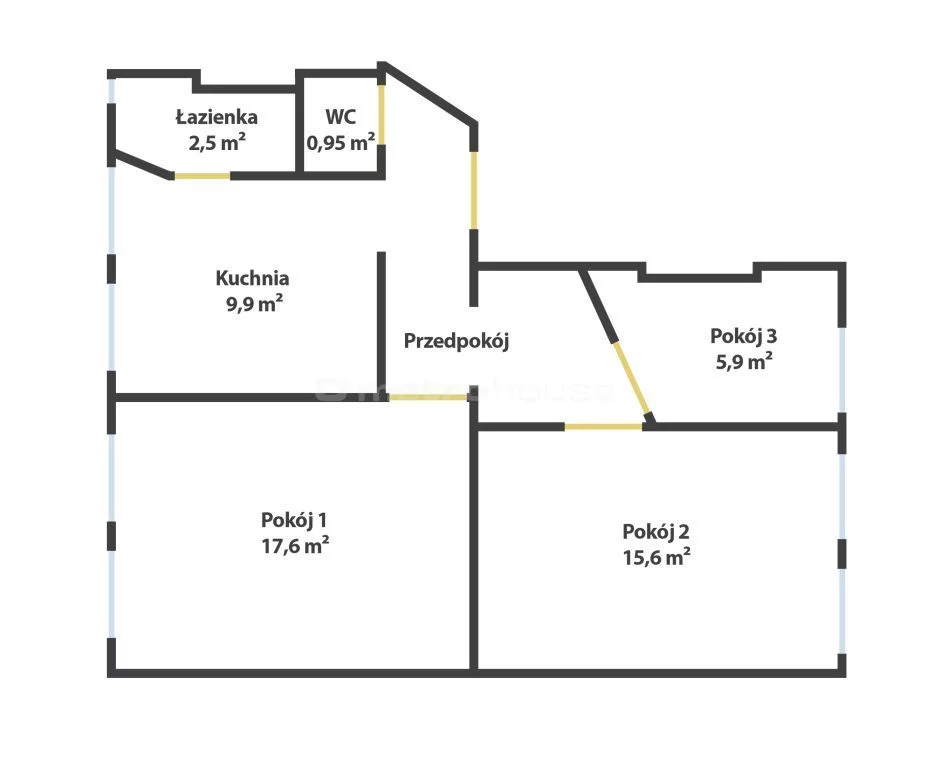 3 pokoje, mieszkanie 60,40 m², piętro 3, oferta nr , SMFIPI852, Toruń, Piastowska
