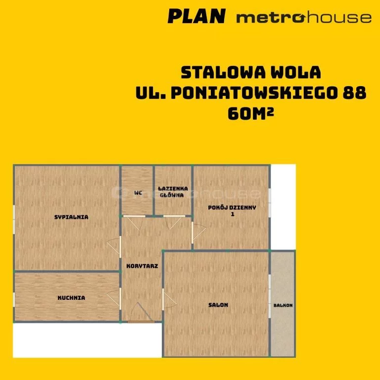 3 pokoje, mieszkanie 60,00 m², parter, oferta nr , SMLEJI518, Stalowa Wola, Poniatowskiego