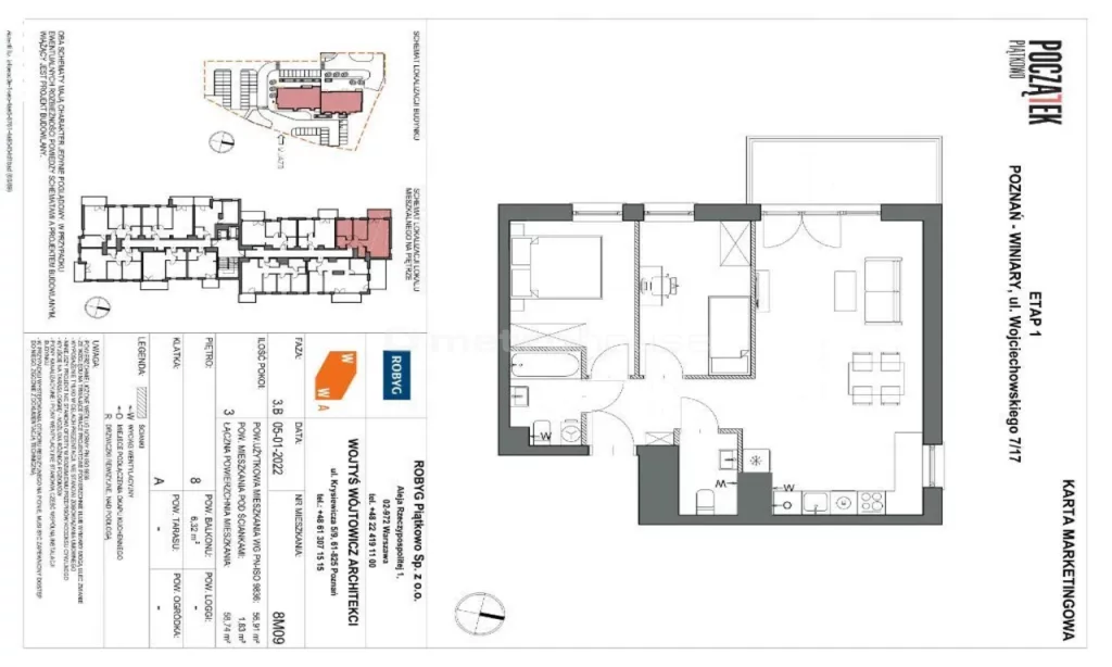 3 pokoje, mieszkanie 58,74 m², piętro 8, oferta nr , SMTENA289, Poznań, Piątkowo, Piątkowo