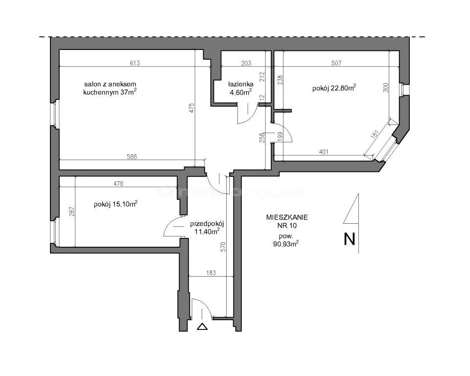 3 pokoje, mieszkanie 90,00 m², piętro 3, oferta nr , SMROGI305, Toruń, Sienkiewicza