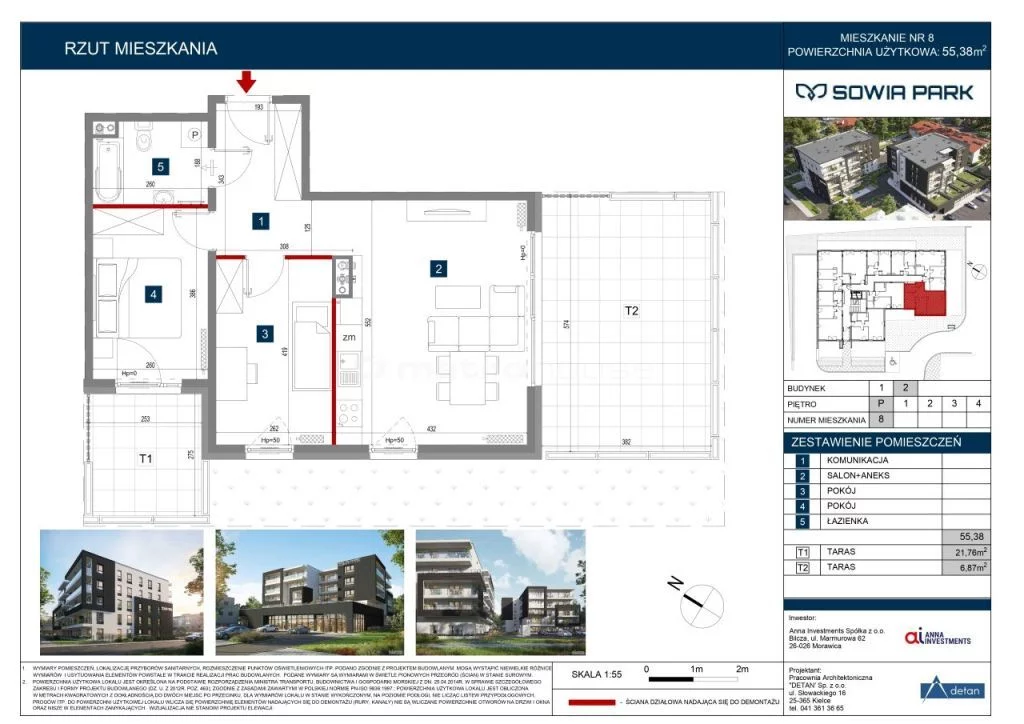 3 pokoje, mieszkanie 55,38 m², parter, oferta nr , SMMANO973, Kielce, Sowia