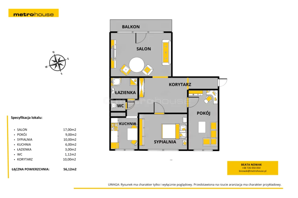 3 pokoje, mieszkanie 56,12 m², piętro 6, oferta nr , SMMIMY160, Gdańsk, Siedlce, Szara