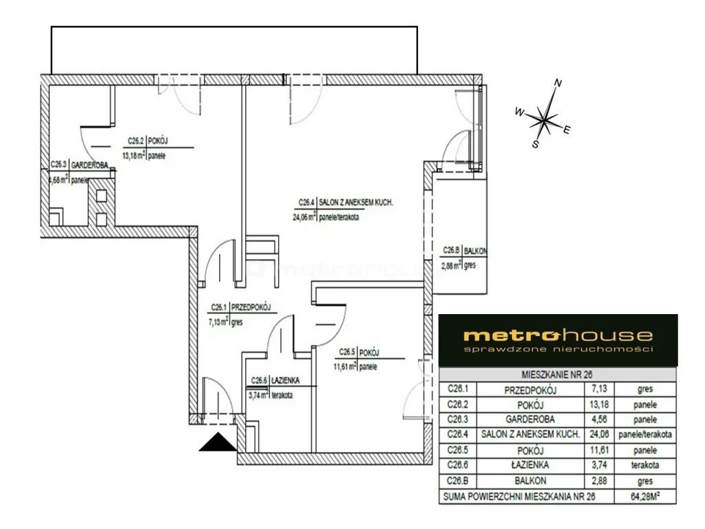 3 pokoje, mieszkanie 64,60 m², piętro 1, oferta nr , SMJIFO952, Skarżysko-Kamienna, Tysiąclecia