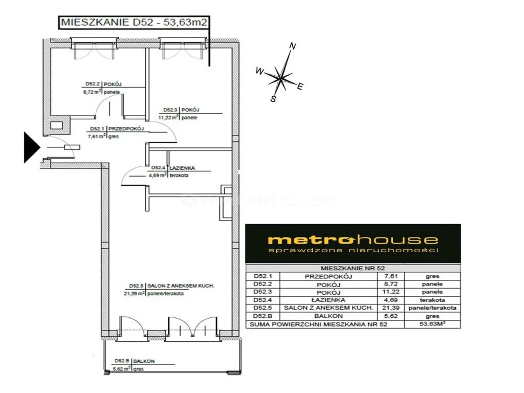 3 pokoje, mieszkanie 53,90 m², piętro 1, oferta nr , SMHEVU639, Skarżysko-Kamienna, Tysiąclecia