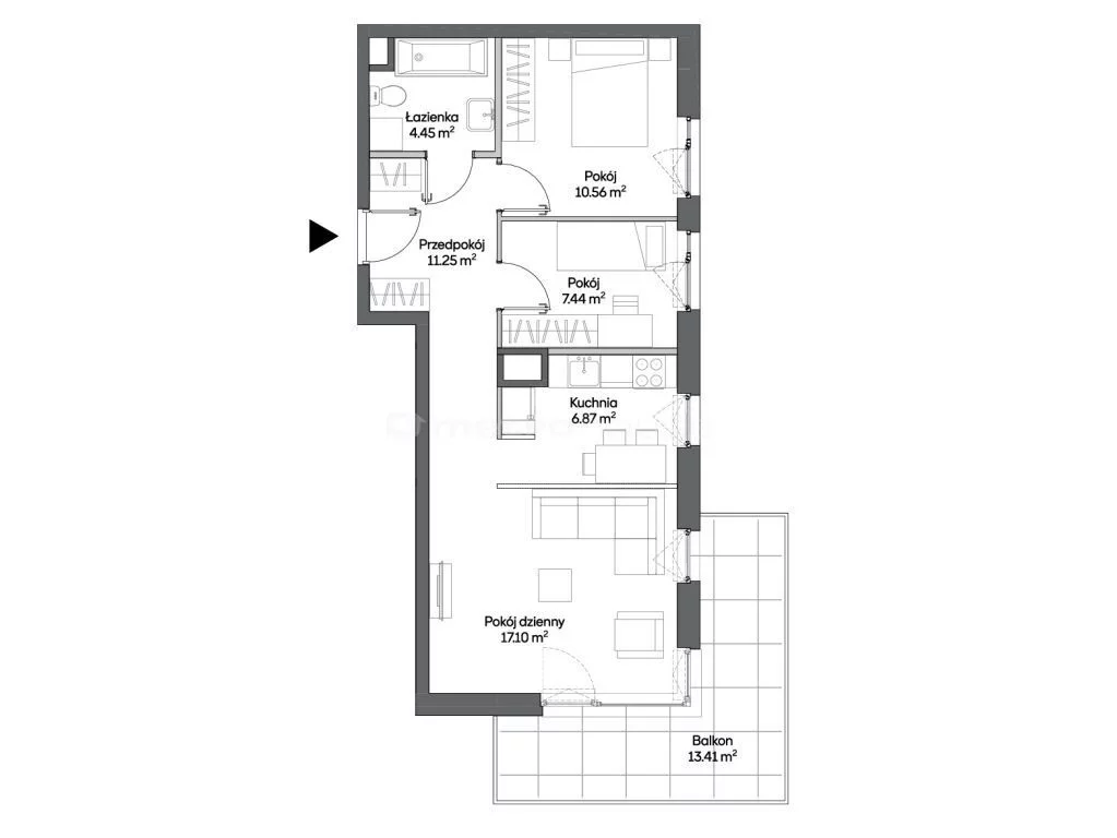Mieszkanie trzypokojowe 57,67 m², Warszawa, Włochy, Sprzedaż